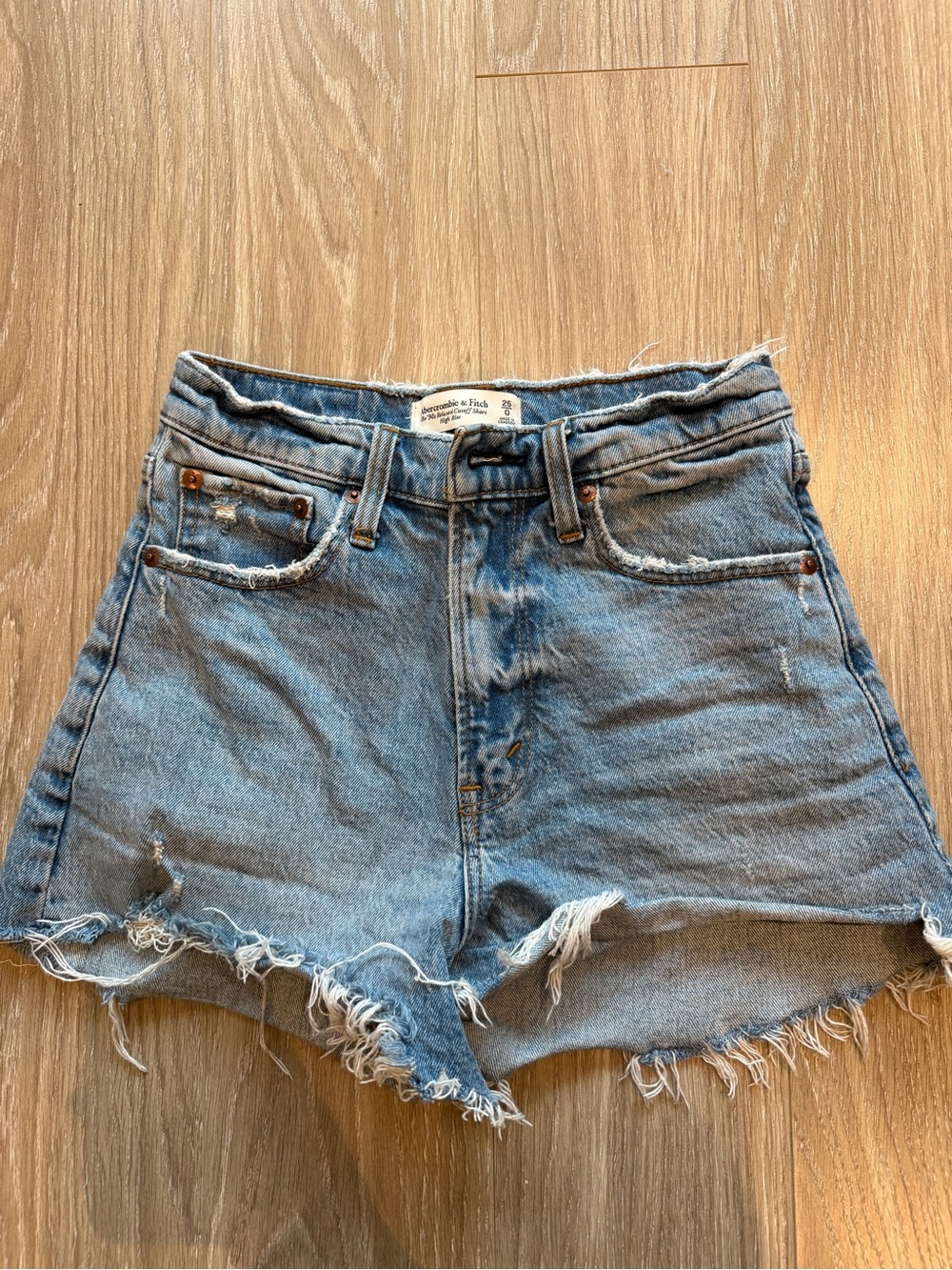 Abercrombie & Fitch Light Blue High-Waist Denim Shorts